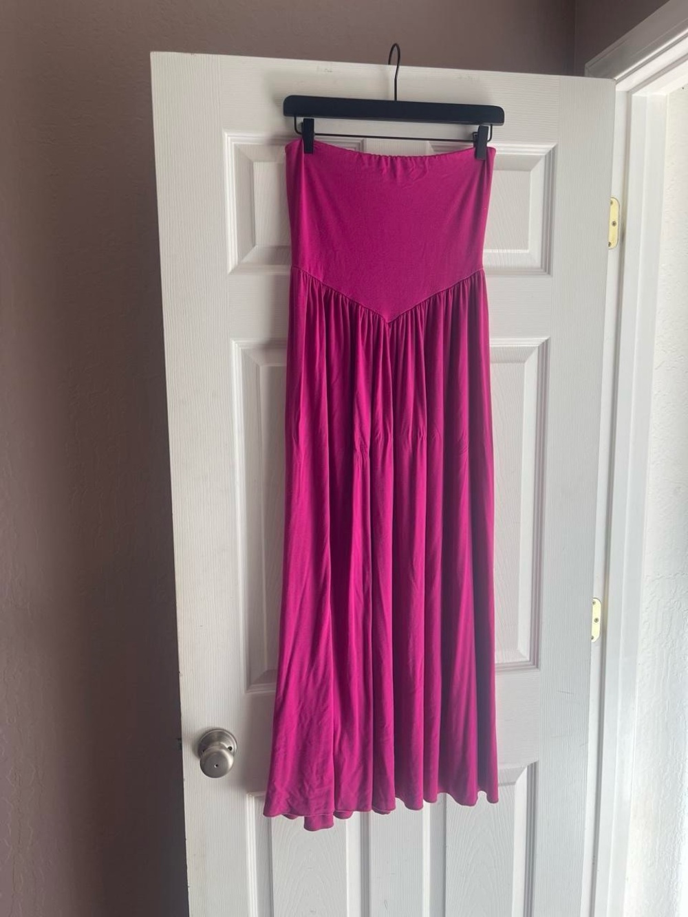 Women's Fuchsia Maxi dress - Strapless Bandeau Style